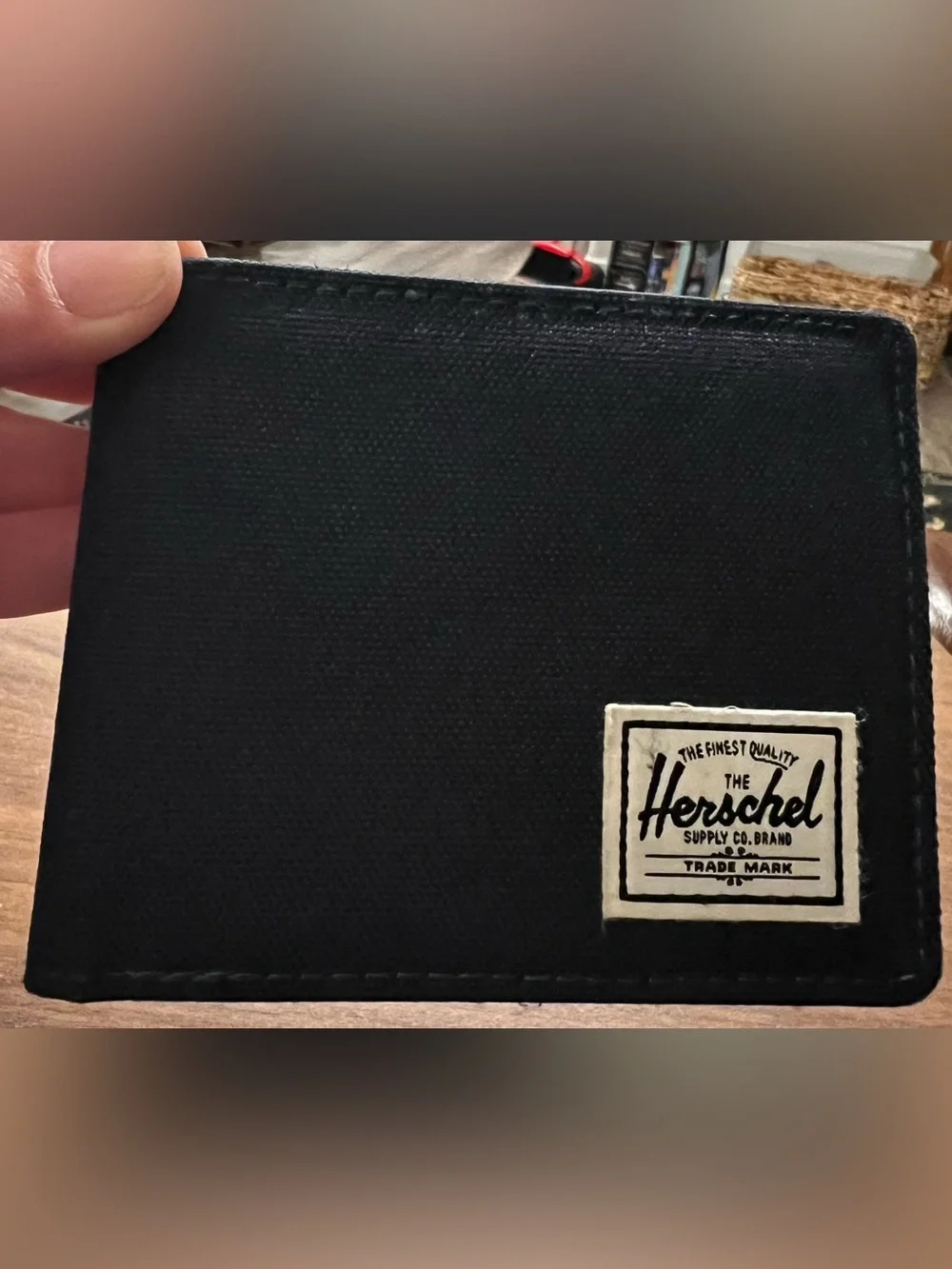 Herschel Supply Co. Original Canvas Roy RFID Bifold Navy Wallet Red Interior